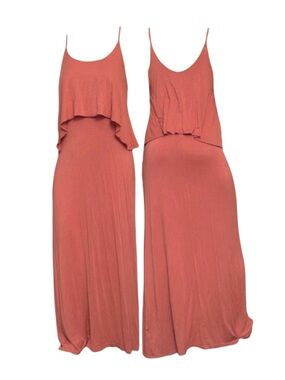 final touch maxi dress FINAL TOUCH Mauve Modal Maxi Dress Sleeveless V-Neck Side Slit Strap Size M